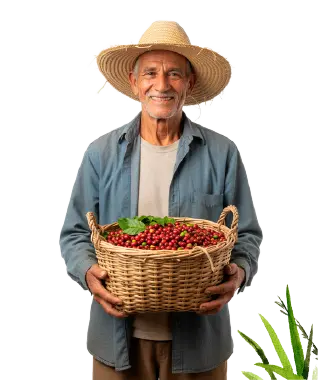 campesino con cansta de café